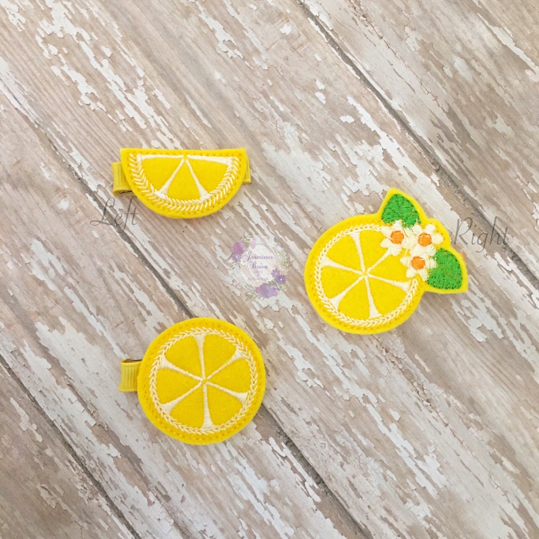 Lemon Hair Clip, Lemon Slice Hair Clip, Felt Hair Clips, Toddler Hair