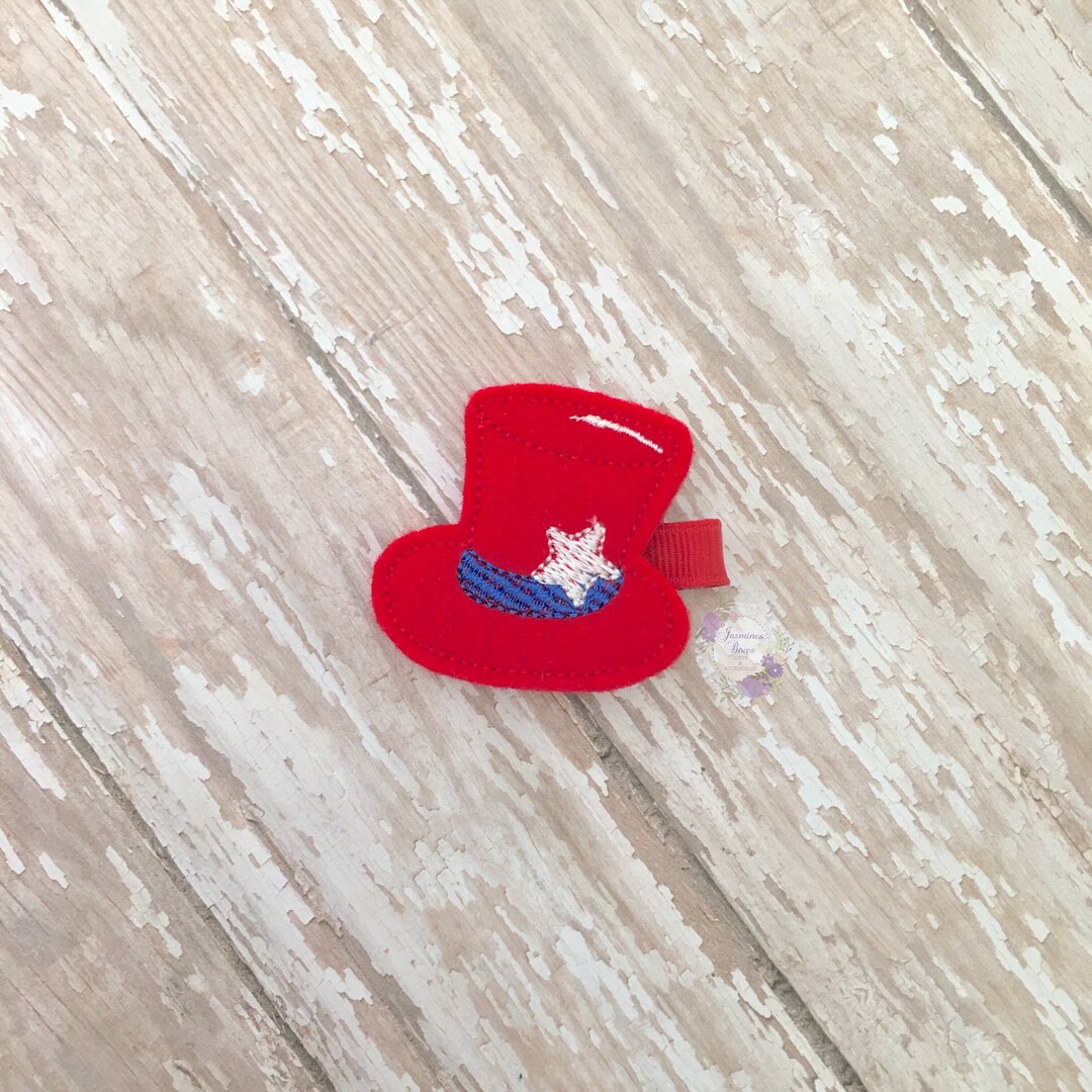Top Hat Hair Clip Red and Blue Hat Hair Clip Felt Hair Etsy