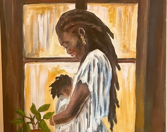 Original Artwork by Summer King, "First Born" 9"x12" Artwork, Black Art, Gifts for her