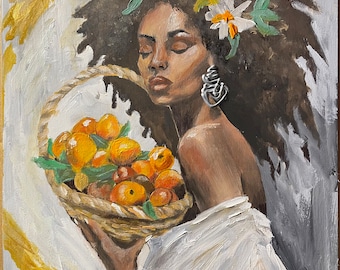 Original Artwork by Summer King, "All Blessings Flow" Artwork 9"x12", Black Art, Gifts for her