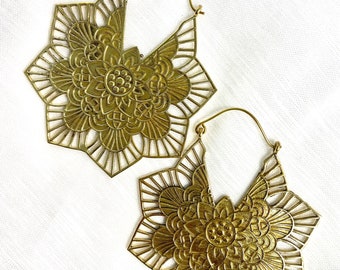 Reru Hoops Tribal, Boho, Ethnic, Hoops, Brass