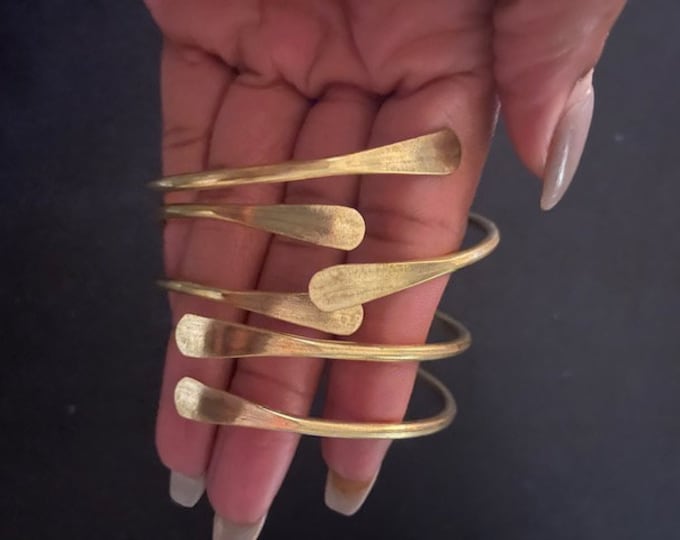 Featured listing image: BACK IN STOCK! Solid Stacking Coil Bangles Raw Brass, Silver or Rose Gold. 3 bangles bundle for 30 dollars! Adjustable, Going fast!
