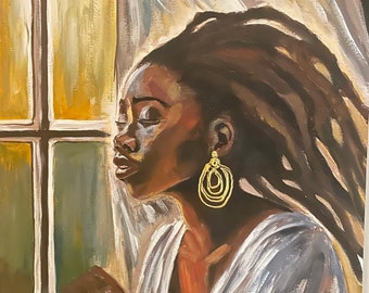 Do Not Disturb Original Artwork by Summer King, 12" x12" Artwork, Black Art, Gifts for her