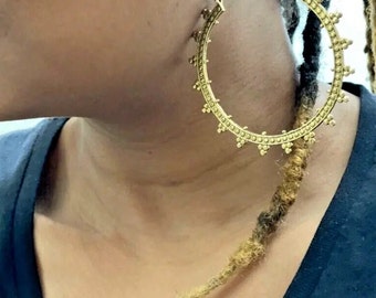 Seanas Hoops Tribal, Boho, Ethnic, Hoops, Brass