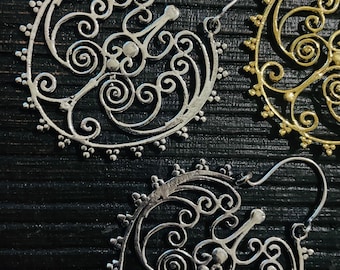 Lulu Hoops Tribal, Boho, Ethnic, Hoops, Brass, Silver