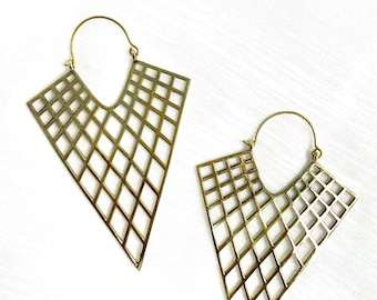 Iyanla Hoops Tribal, Boho, Ethnic, Hoops, Brass