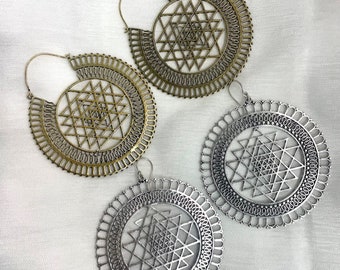 Sale! Yeye Earrings Tribal, Boho, Ethnic, Hoops, Brass