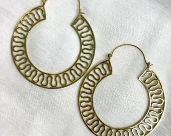 Fride Hoops Tribal, Boho, Ethnic, Hoops, Brass
