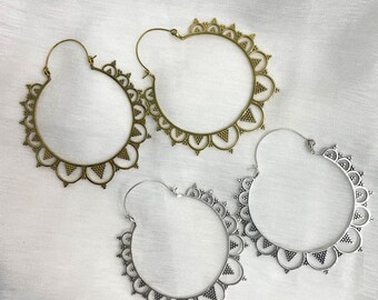 Sogbo Hoops Tribal, Boho, Ethnic, Hoops, Brass