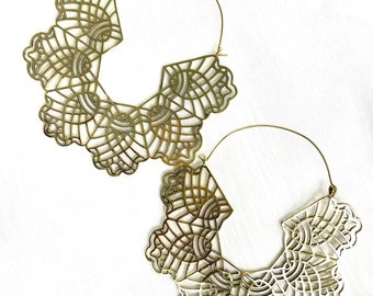 Oko Hoops Tribal, Boho, Ethnic, Hoops, Brass