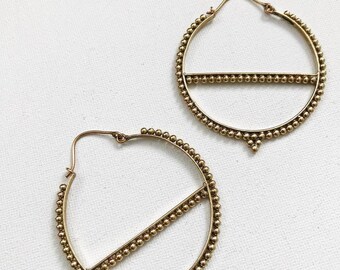 Nico Brass Hoop Earrings Tribal, Boho, Ethnic, Hoops, Brass