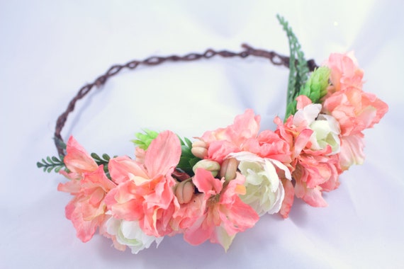 pink floral crown