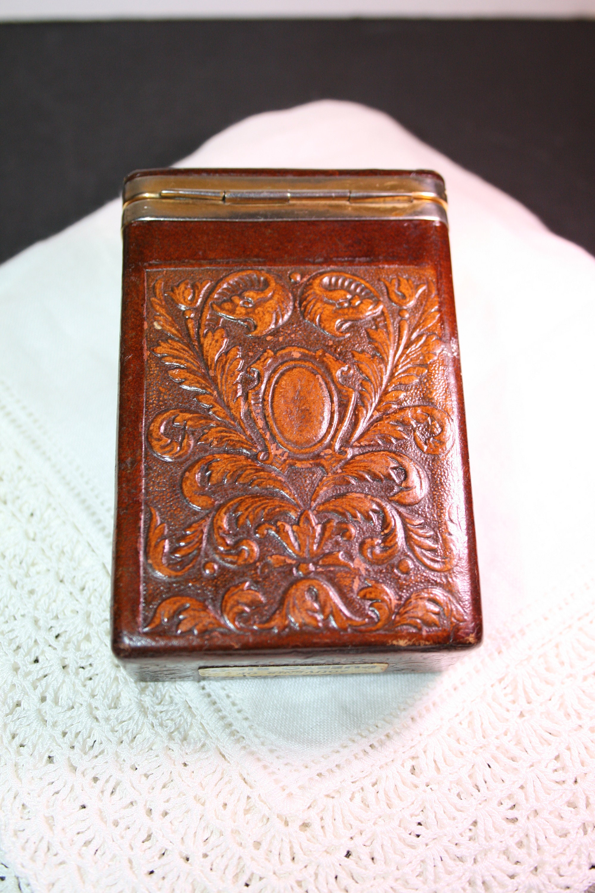Vintage tooled leather cigarette case souvenir of Puerto Etsy