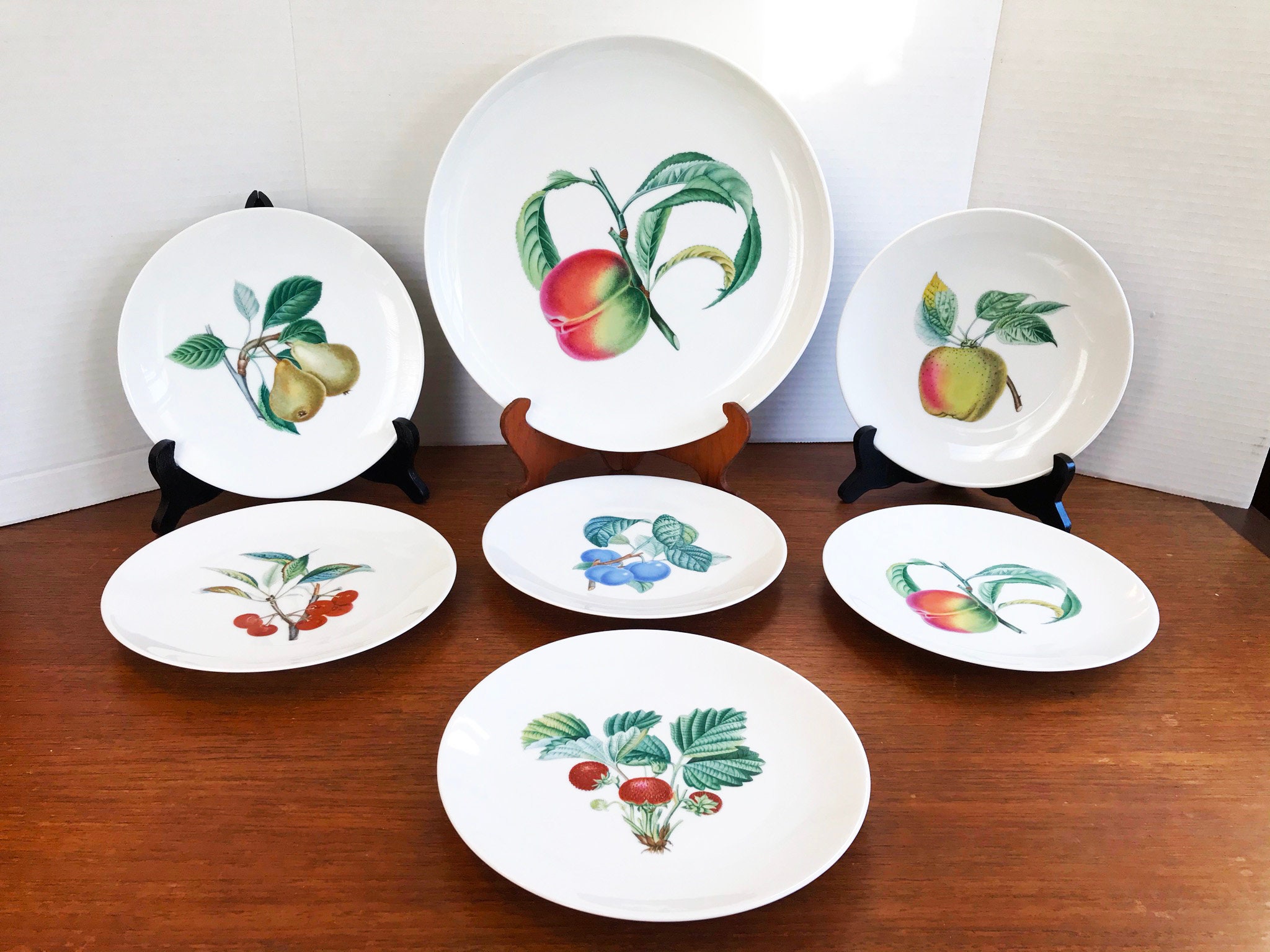 AK Kaiser Porcelain Fruit Plate Set Assorted Fruit Designs Etsy