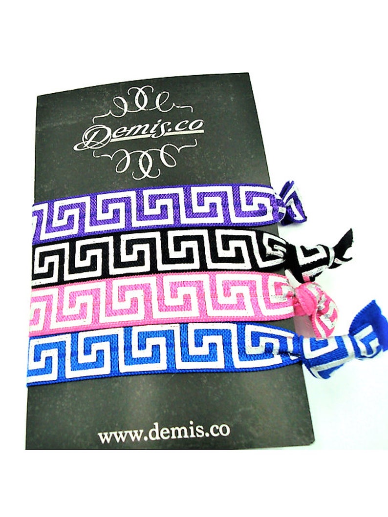 Silver Greek Key Hair Ties Foe Hair Accessories Elastic Etsy