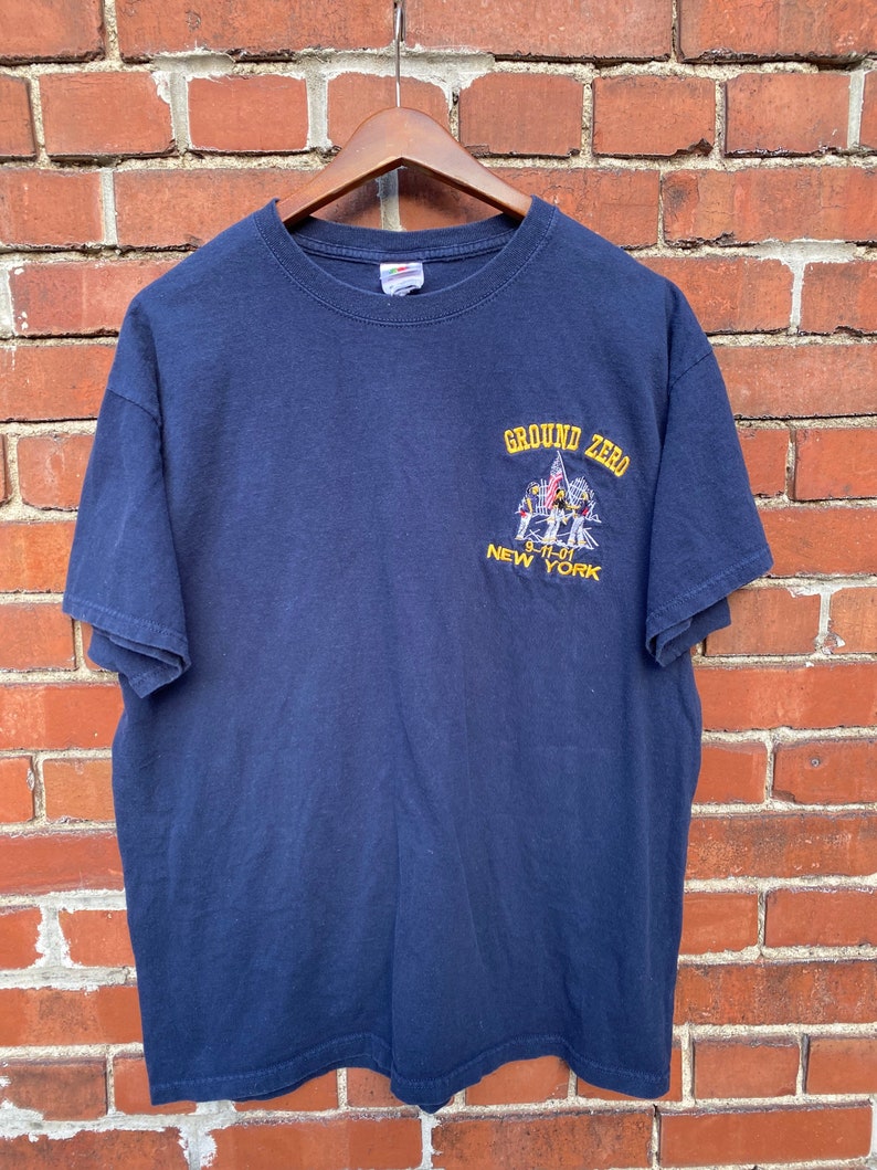 Vintage Twin Towers 911 Embroidered Shirt Ground Zero