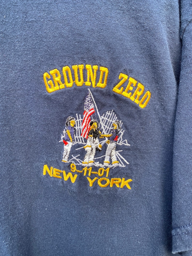 Vintage Twin Towers 911 Embroidered Shirt Ground Zero