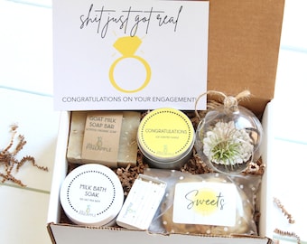 Engagement Gift Box -  Engagement Party Gift - Engaged Couple Gift - Air Plant Gift - Spa Gift Set