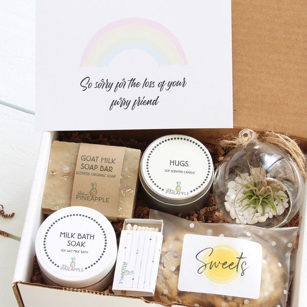 Loss of Pet - Sympathy Gift Box - Sorry for your Loss Gift - Care Package - Send a Gift - Plant Gift - Spa Gift Set, Spotify Keychain