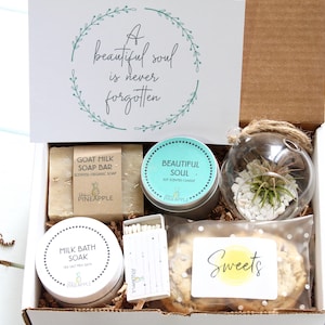 Coffret cadeau de sympathie - Désolé pour votre cadeau de perte - Paquet de soins - Envoyer un cadeau - Cadeau de plantes - Coffret cadeau spa, porte-clés Spotify