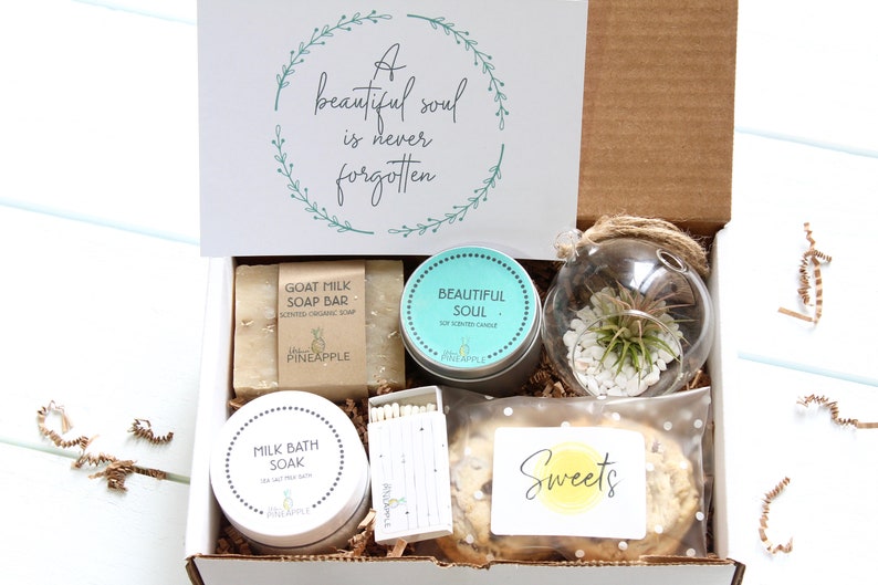 Sympathy Gift Box Sorry for your Loss Gift Care Package Send a Gift Plant Gift Spa Gift Set, Spotify Keychain image 1