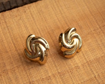 Vintage Gold Tone Swirled Earrings