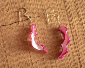 Asymmetrical Pink Mother of Pearl Earrings