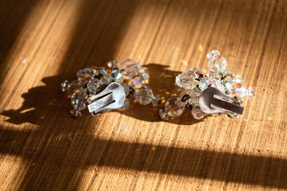 Vintage Aurora Borealis Crystal Waterfall Clip On… - image 4