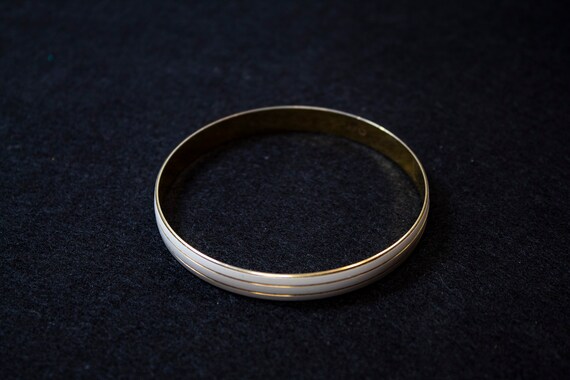 Vintage Napier White Enamel & Gold Bangle - image 8