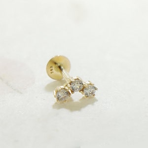 14K Gold Cartilage Stud, Solid Gold Ear Stud Earring, Flatback Gold Helix Tragus Conch Stud, Gold Earrings, FlatBack Earring