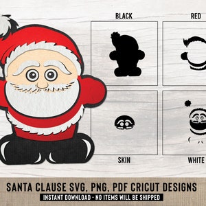 Santa Clause Layered Svg, Santa Clipart, Santa Svg, Santa Cricut, Santa Cut File, Silhouet, Bestanden voor Cricut