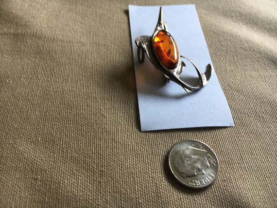 Sterling Silver Pin/Pendant Marlin with Amber Body - image 3