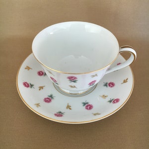 Vintage Teacup and Saucer, Noritake, &quot;Rosalie&quot; 3052, Japan