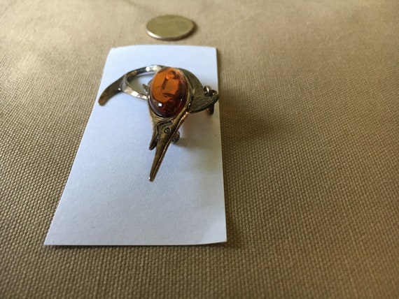 Sterling Silver Pin/Pendant Marlin with Amber Body - image 4