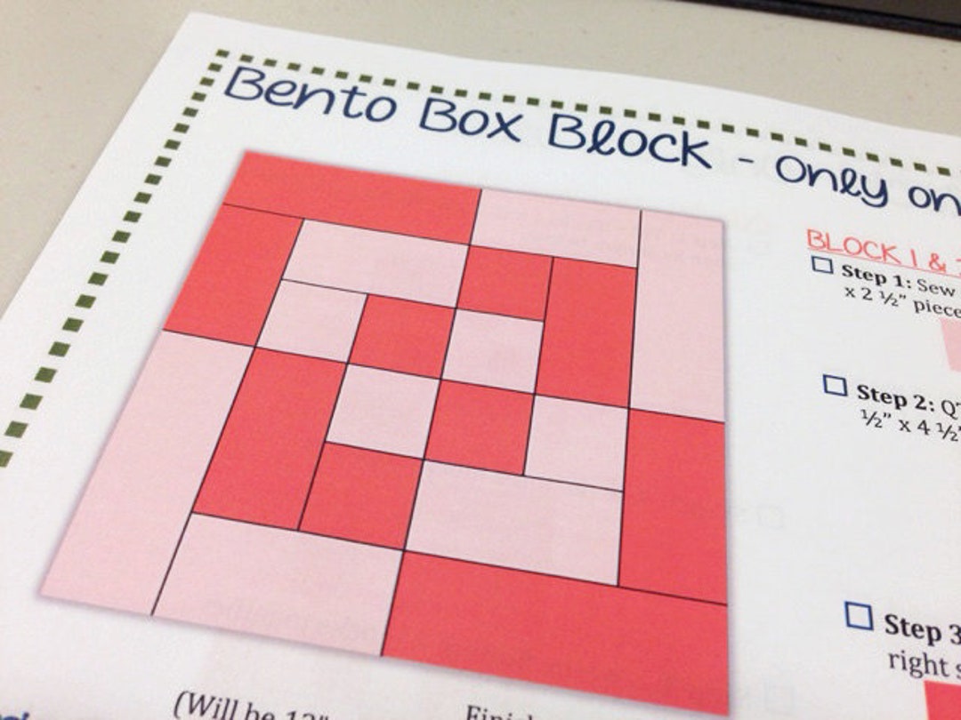 Quilt Pattern Instant PDF Download Bento Box Block Etsy