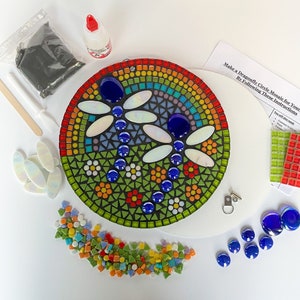 Kit de mosaico para jardín, para adultos, libélula, aprende a hacer mosaicos, adorno decorativo para jardín, suministros para manualidades, regalo de jardín, inauguración de la casa