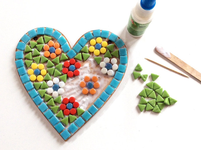 Mosaic Craft Kit for Kids/adults, Floral Heart , Make Your Own D.I.Y Home Décor, Learn How to