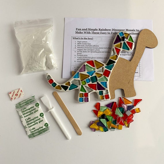 Mosaic Art Craft Kits for Kids - Green Dinosaur Creative Gift- Learn To  Mosaic