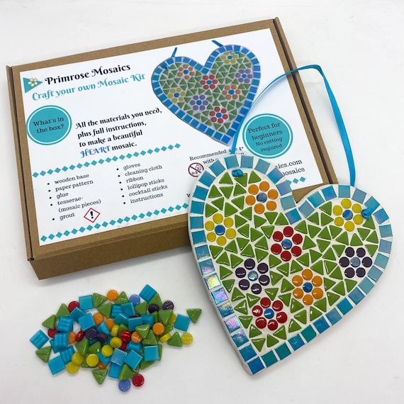 Mosaic Craft Kit for Kids/adults Floral Heart Make Your Own Etsy UK