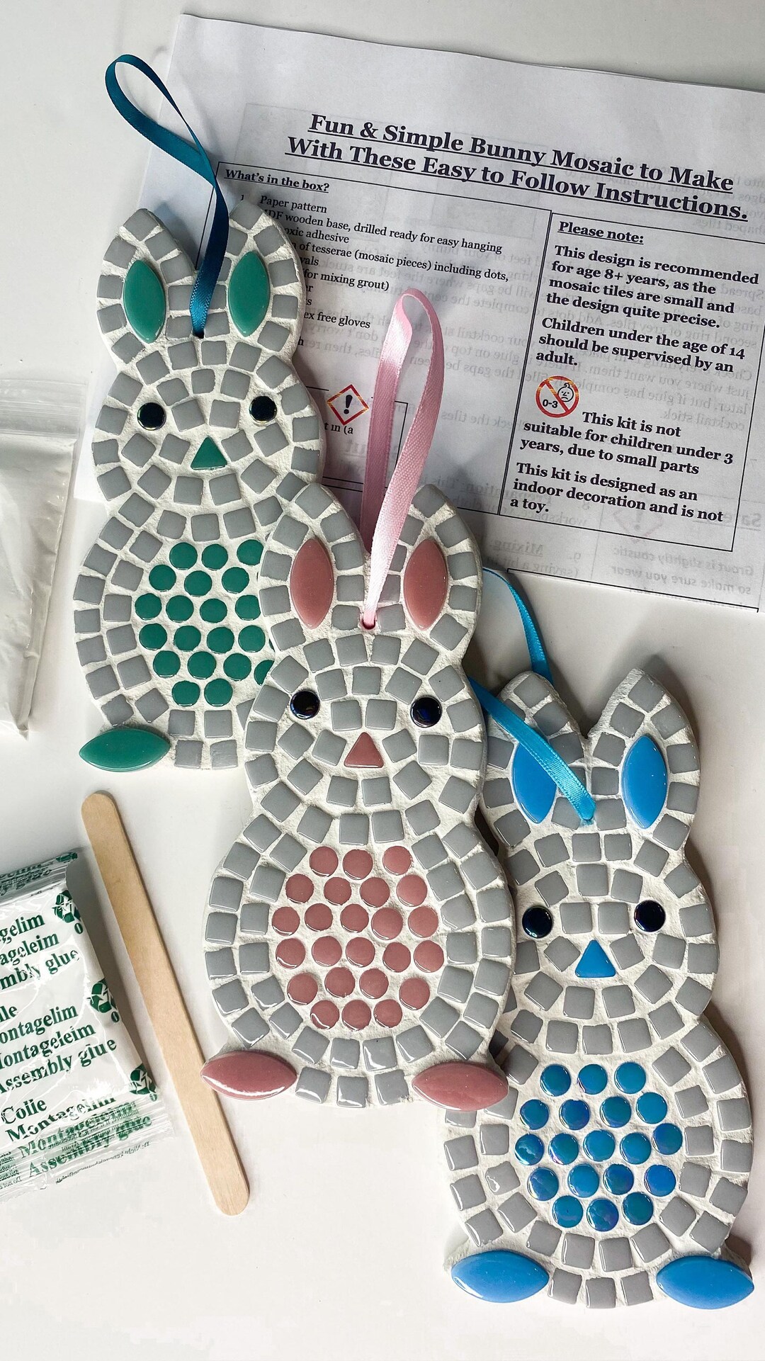 Easter Bunny Mosaic Craft Kit, Personalised Name, for Kids / Adults ...