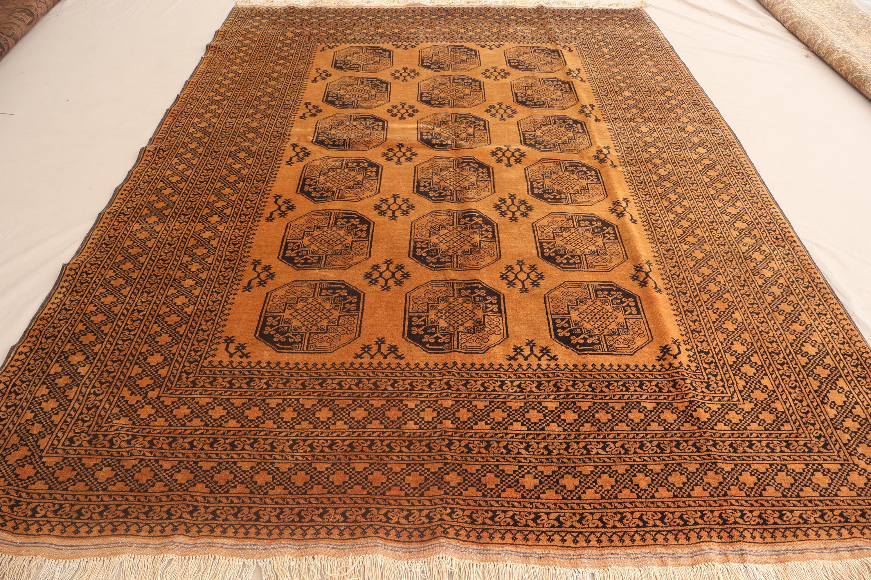 Collectors Piece Vintage Rug 6'7x9'6 Ft Antique 1920s Rug Low Pile