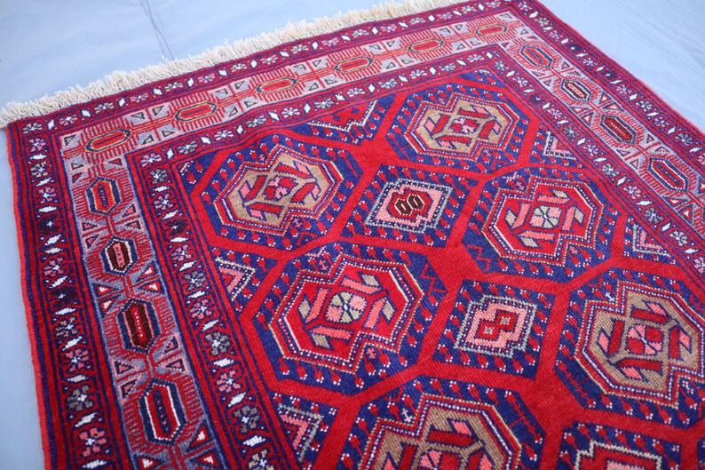 2'8x4 Ft Antique Rug, Afghan Handmade Soft Wool Area Rug, Tribal