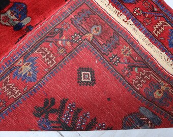 ヴィンテージフローラルラグ、3 x 5 フィートのアフガニスタンバルーチ