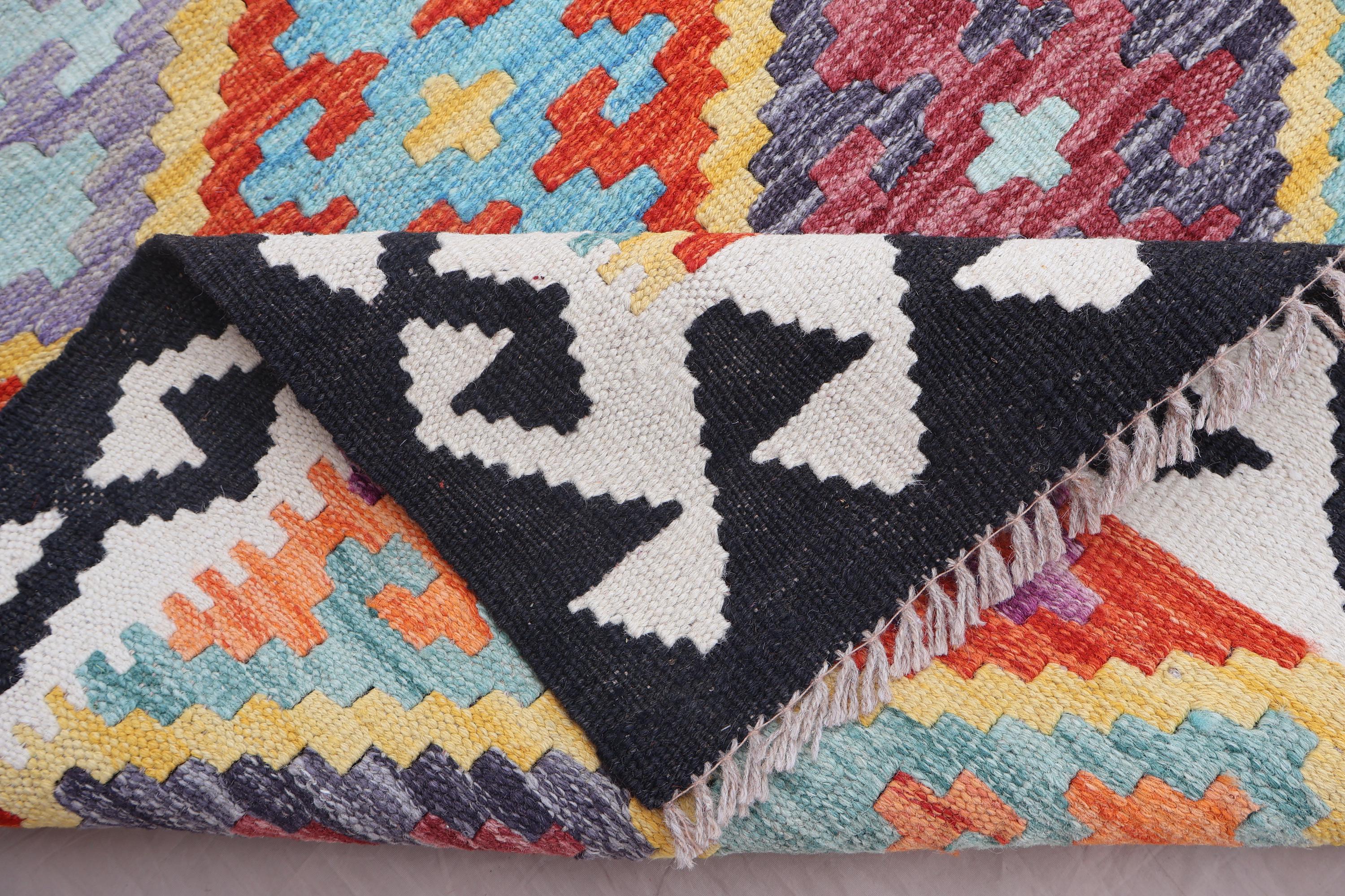 2'8x9'8フィートのランナーアフガンキリムラグ、トルクメンフラット