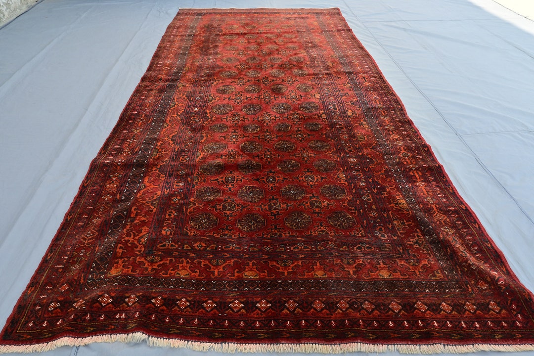 5x10 Antique Turkmen Mowri Bukhara Rug, Tribal Afghan Hand Knotted Wool ...