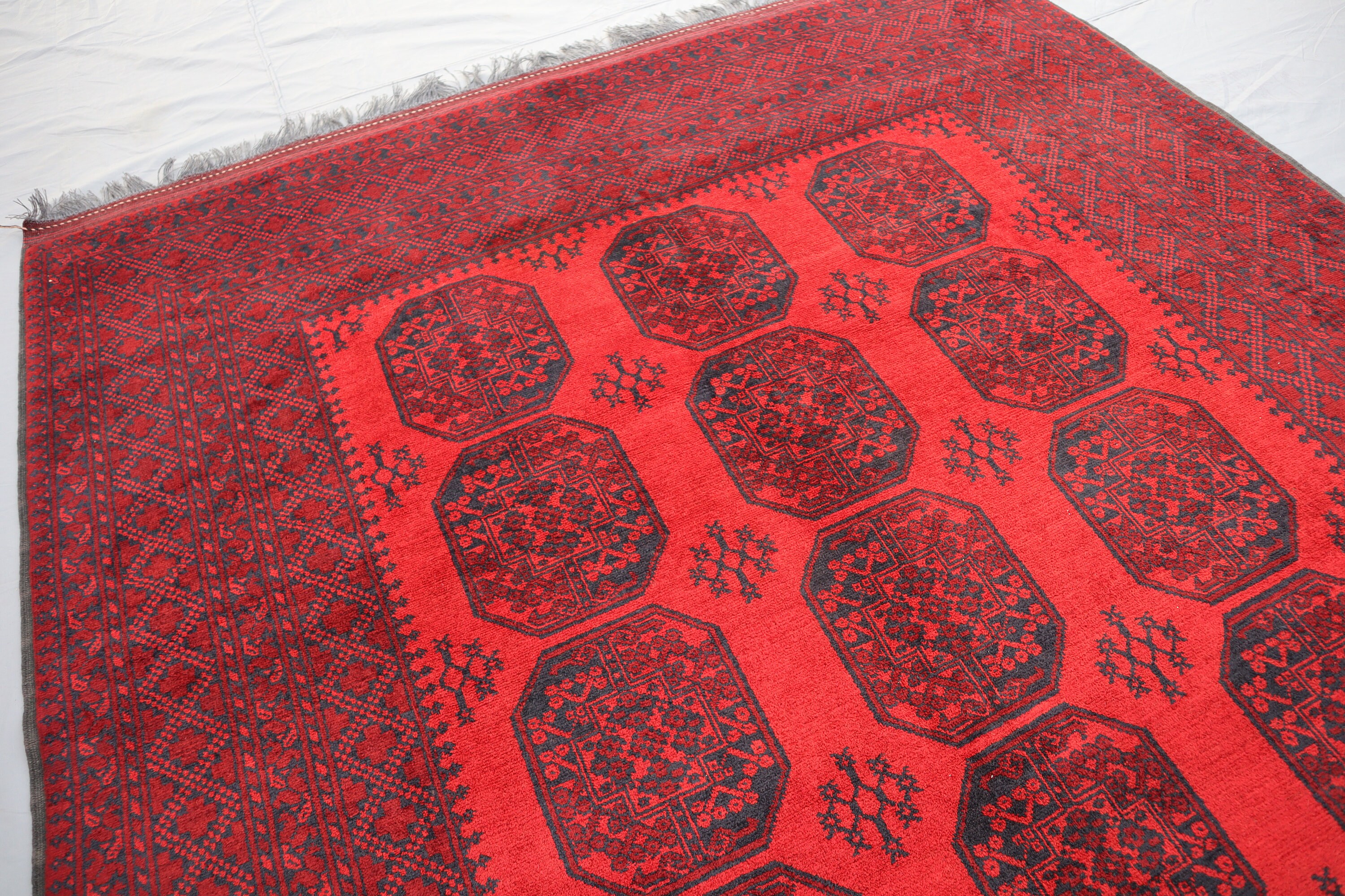 7x10 アンティーク トルクメン テケ エルサリ ラグ、アフガニスタン手