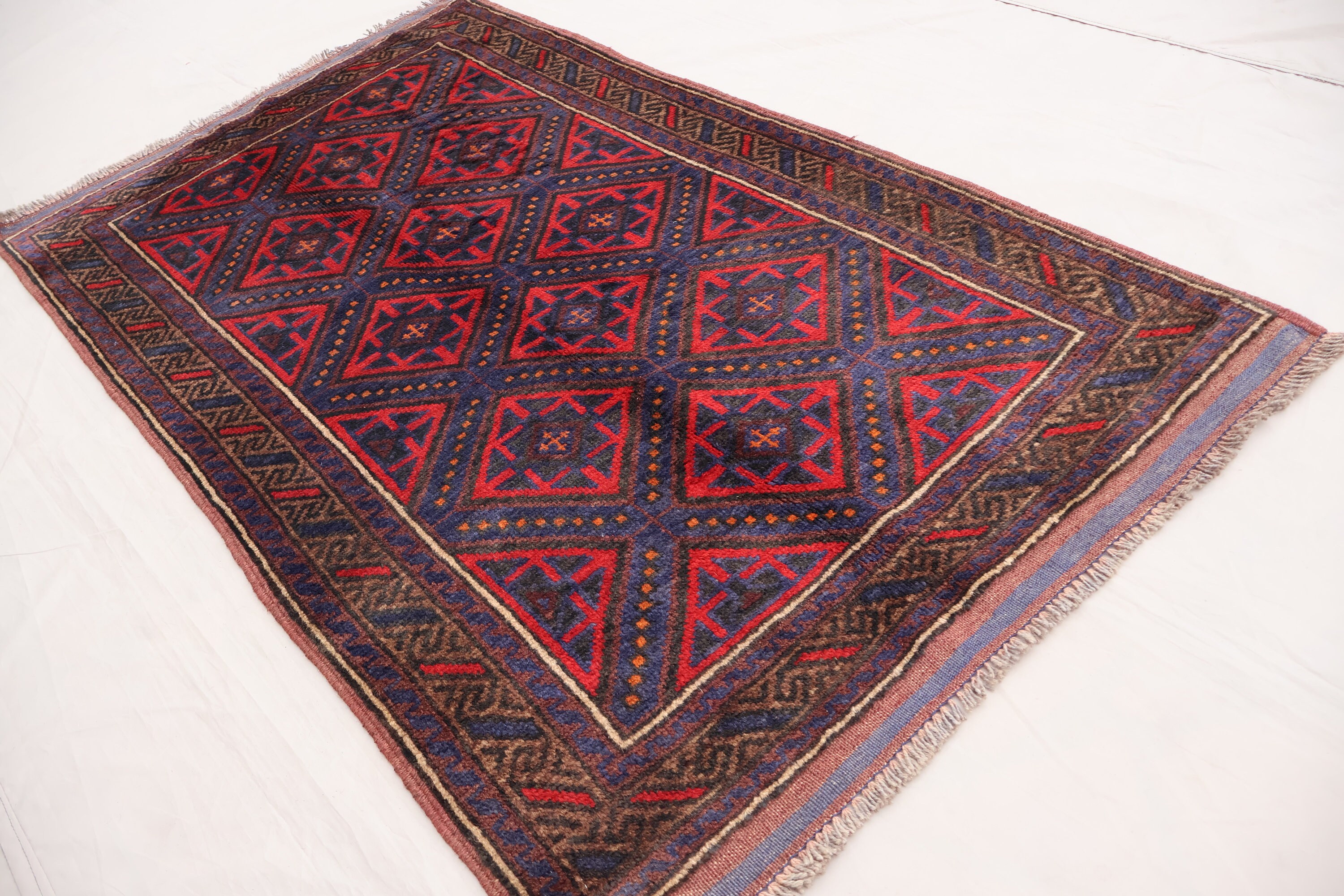 トライバル ラグ ヴィンテージ ラグ バルーチ トルケメン 3x5 アンティーク バルーチ ラグ、トルクメン トライバル ヴィンテージ