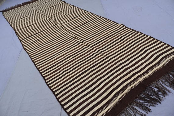 5x13 Striped Kilim Runner rug, Natural Wool Handmade Rug, Flatweave Kilim Rug, Striped design Rug, Hallway Wide Runner, 13 ft Kitchen Runner