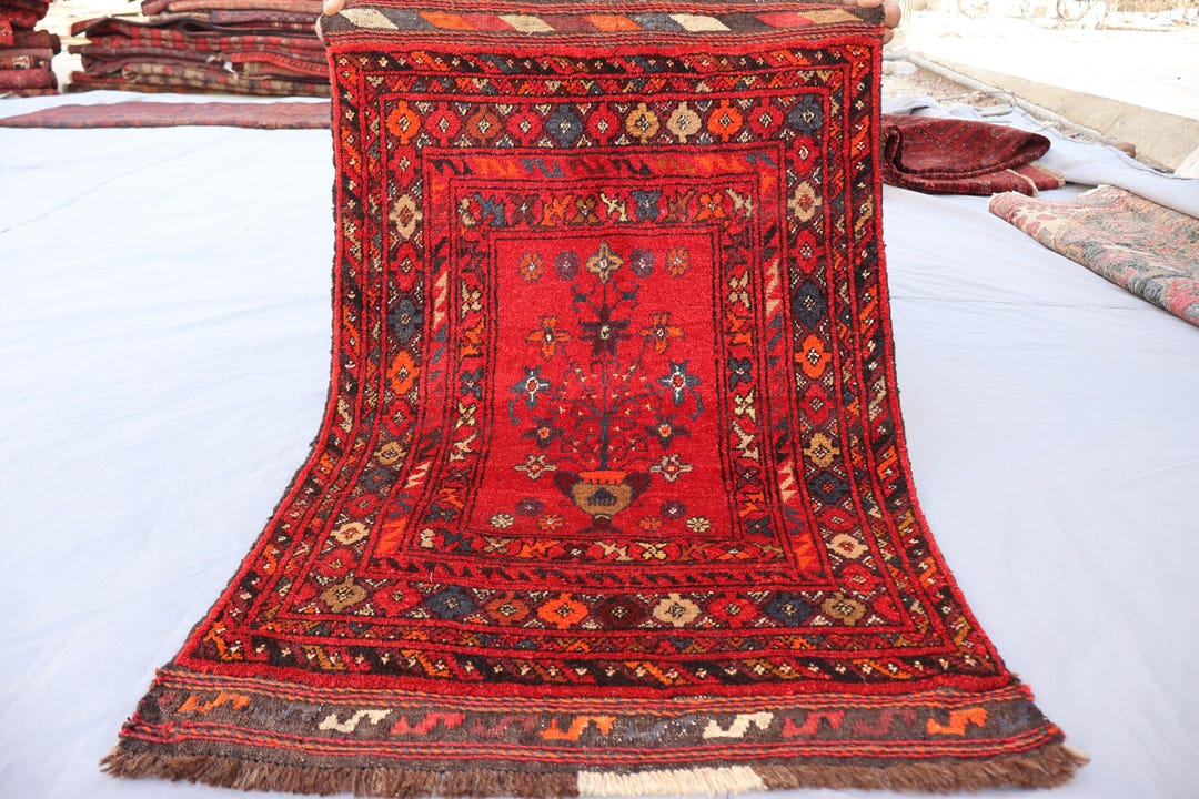 1960s Small Antique Rug 2x3 Ft Floral Afghan Vintage Rug, Handmade Wool ...