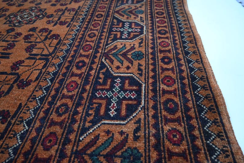 10x13 Large Rug, Brownish Terracotta Afghan Vintage Pattern Bukhara Rug ...